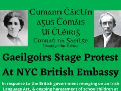 Gaeilgoirs Stage Protest At NYC British Embassy