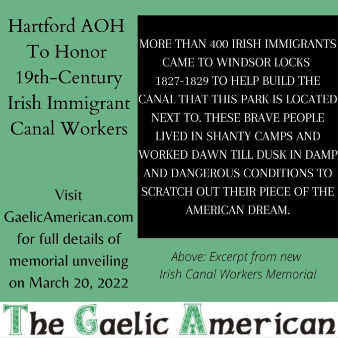 Hartford AOH Unveiling Memorial To Irish Canal Workers